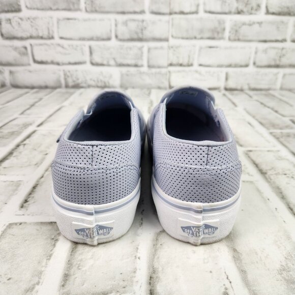Vans Asher Deluxe Perforated Platform Women's Sz 8 Sky Blue Leather Slip-On Shoe - Picture 5 of 10